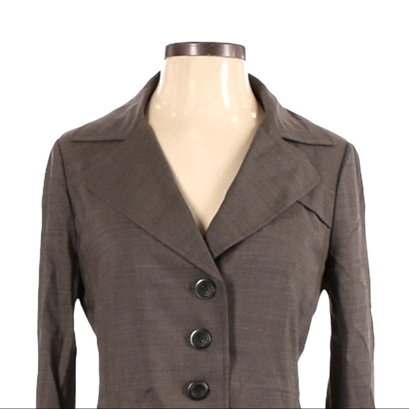 W By Worth Wool & Silk Roll Tab Taupe Lightweight Fitted Blazer Jacket Size 2 - Picture 3 of 10